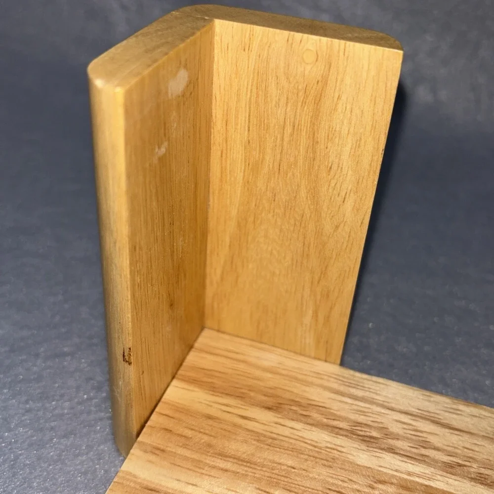 Vintage Light Blonde Oak Drink Coaster Set W/Stand 8pc Cut Circles 80s‎ Thailand